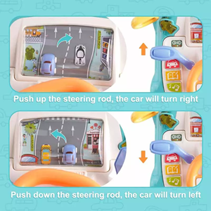 اسباب بازی فرمان ماشین موزیکال صورتی Electric Multifunctional Steering Wheel Toy_اسباب بازی